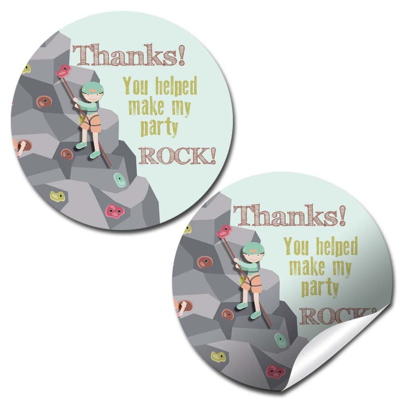 Amanda Creation Rock Climbing Birthday Party Thank You Sticker Labels, 40 2" Party Circle Stickers by AmandaCreation, Great for Party Favors, Envelope Seals & Goodie Bags - Image 1